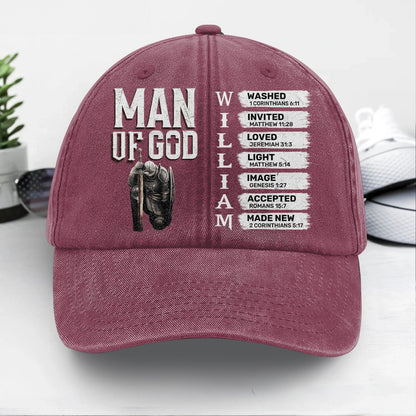 Man Of God | Personalized Vintage Washed Denim Cap