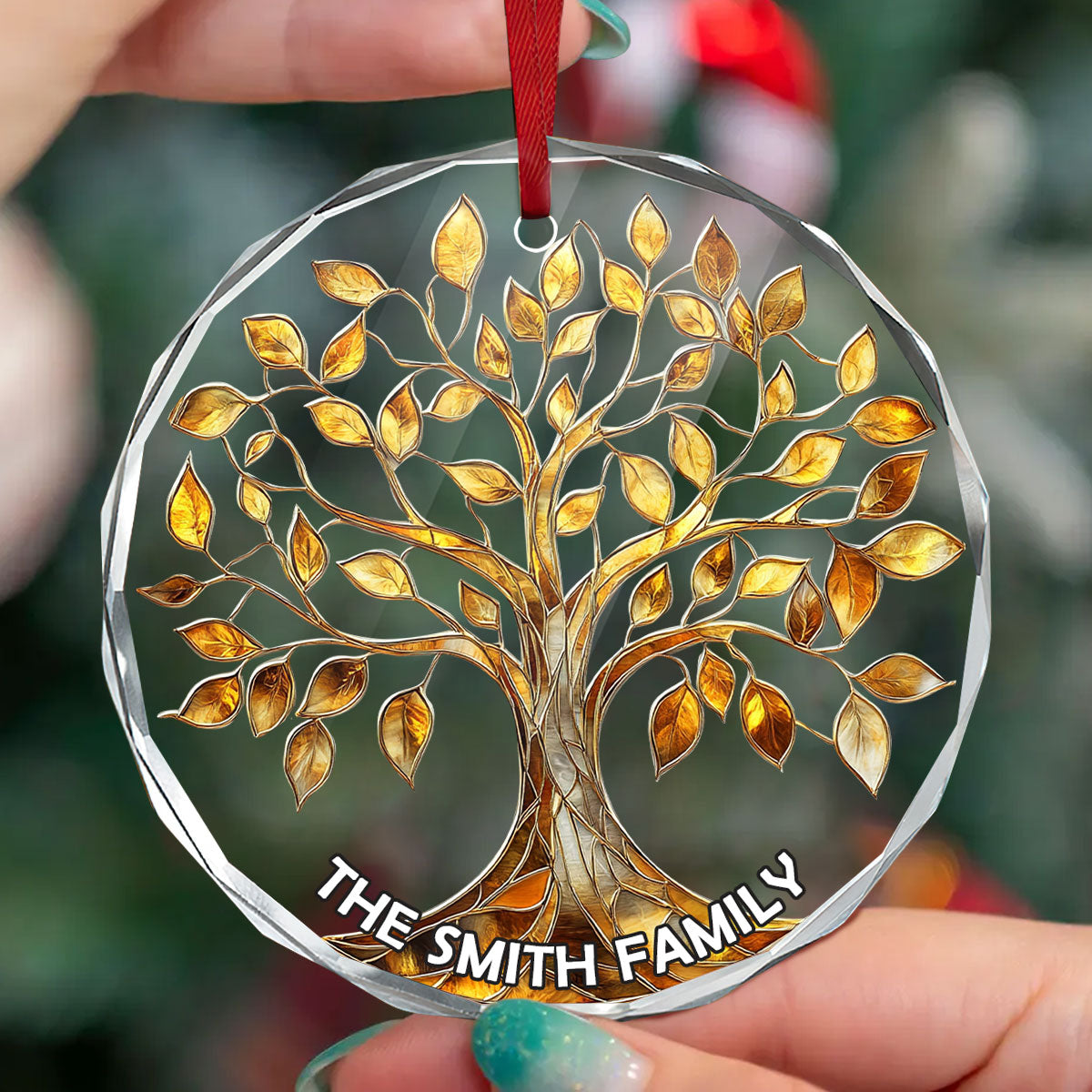 Family Tree Of Life | Personalized 1-Side Round Glass Ornament JSURGOPHLL2717TA