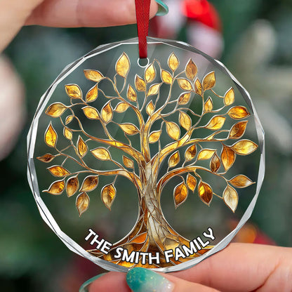 Family Tree Of Life | Personalized 1-Side Round Glass Ornament JSURGOPHLL2717TA