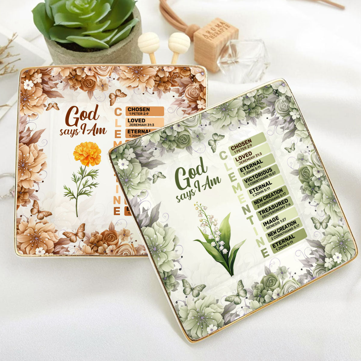God Says I Am | Personalized Ceramic Ring Dish Square