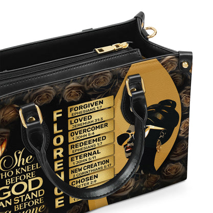 She Who Kneels Before God Can Stand Before Anyone | Personalized Leather Handbag