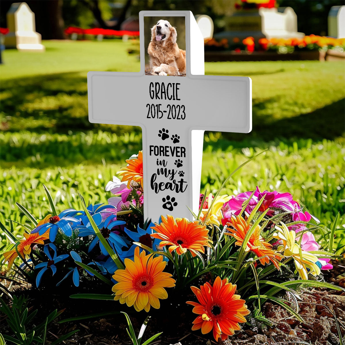 Jesuspirit Personalized Solar Powered Lighted White Cross | Memorial Quotes For Beloved Pets SPLWCH10-15