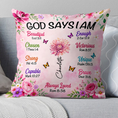 God Says I Am | Personalized Crystal Velvet Pillow