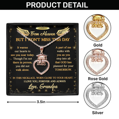 I Am In Heaven  | Personalized Grad Cap Heart Necklace With Box&Card