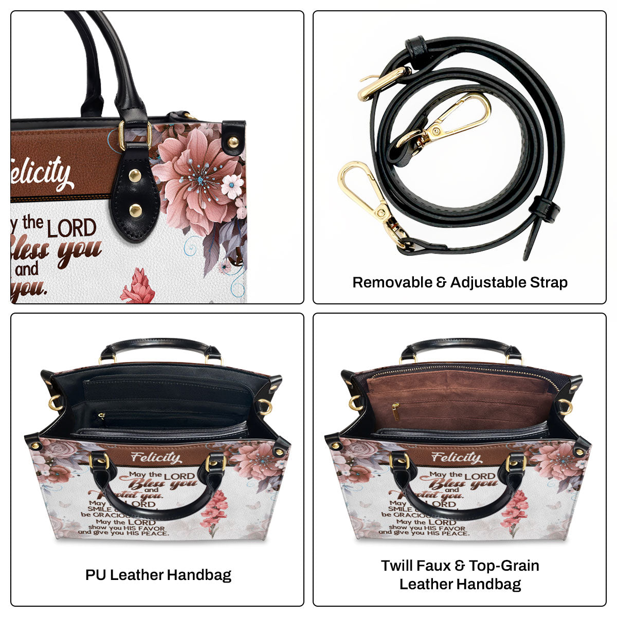 May The Lord Bless You And Protect You | Personalized Leather Handbag