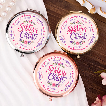 Sisters in Christ | Personalized Circle Metallic Mirror