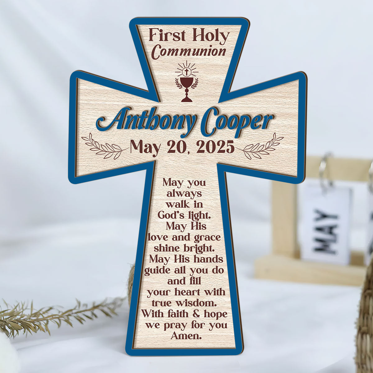 May You Always Walk In God’s Light | Personalized Wood Cross
