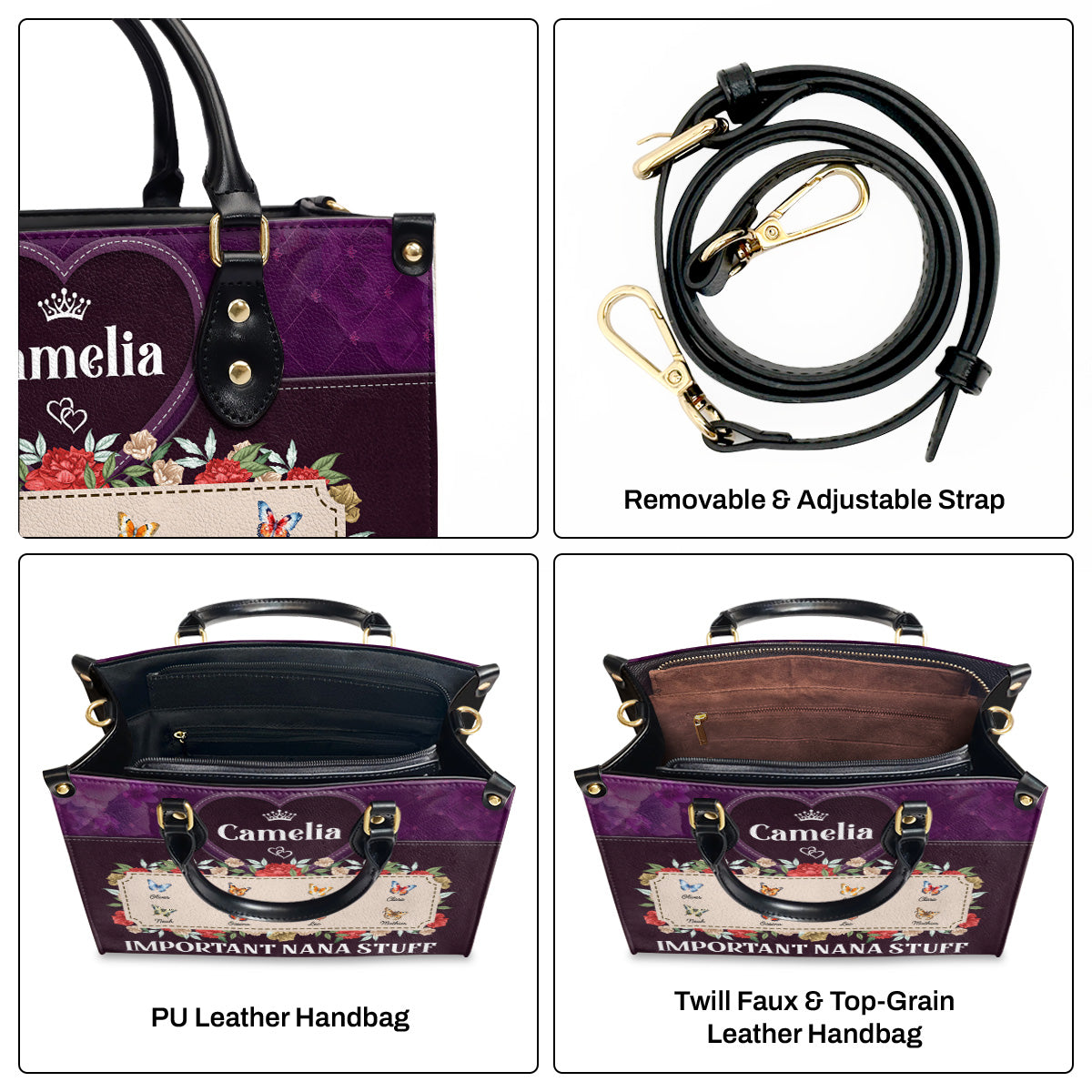Important Nana Stuff | Personalized Leather Handbag