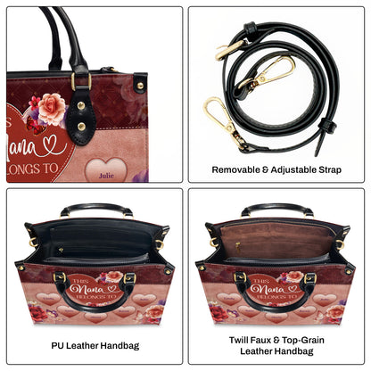 This Mom/Grandma/Nana Belongs To| Personalized Leather Handbag With Zipper LHBM800