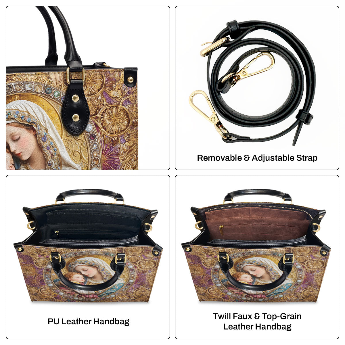 Divine Madonna And Child | Leather Handbag