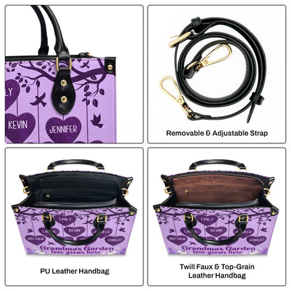 Grandma's Garden Love Grows Here | Personalized Leather Handbag
