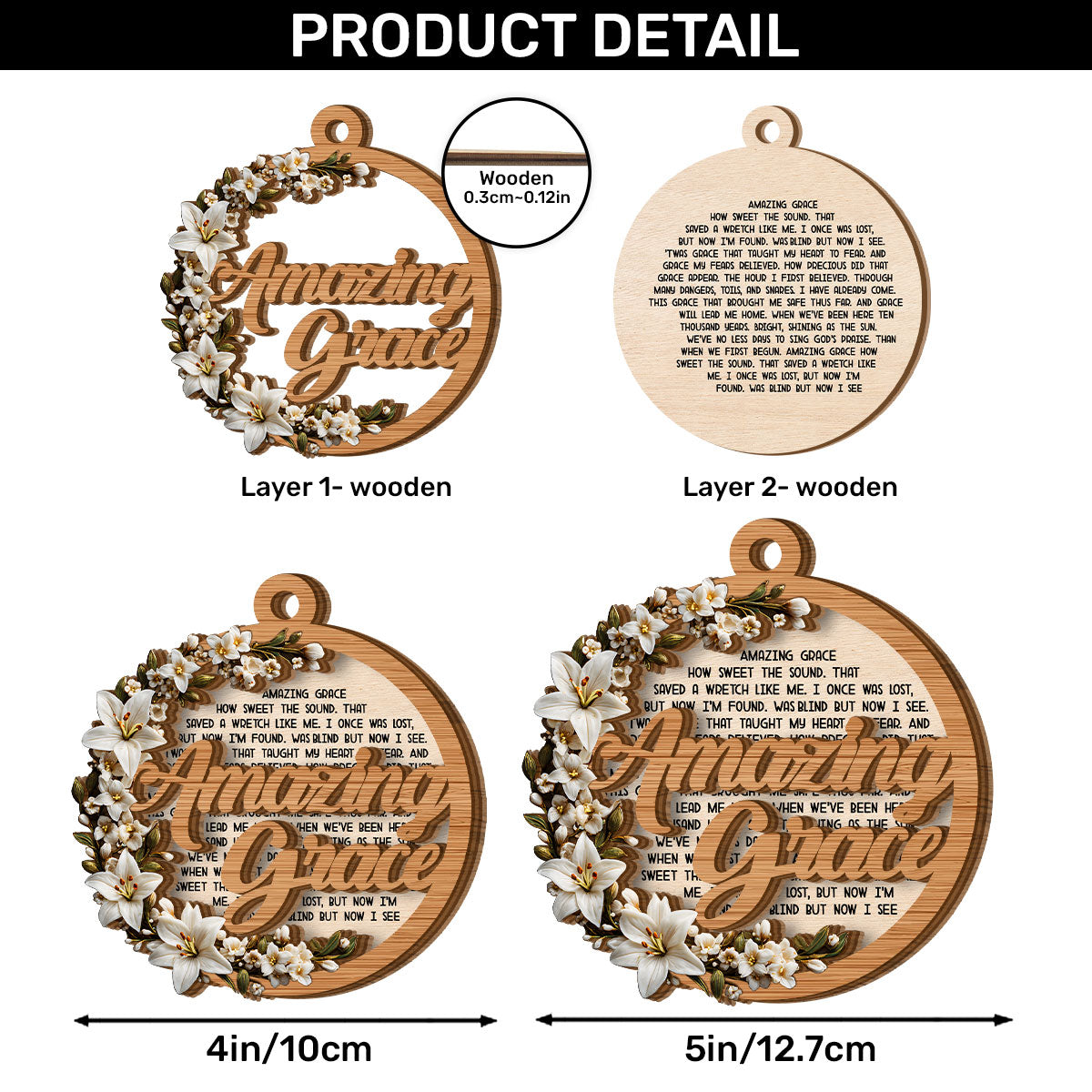 Amazing Grace  |  2-Layered Wooden Ornament