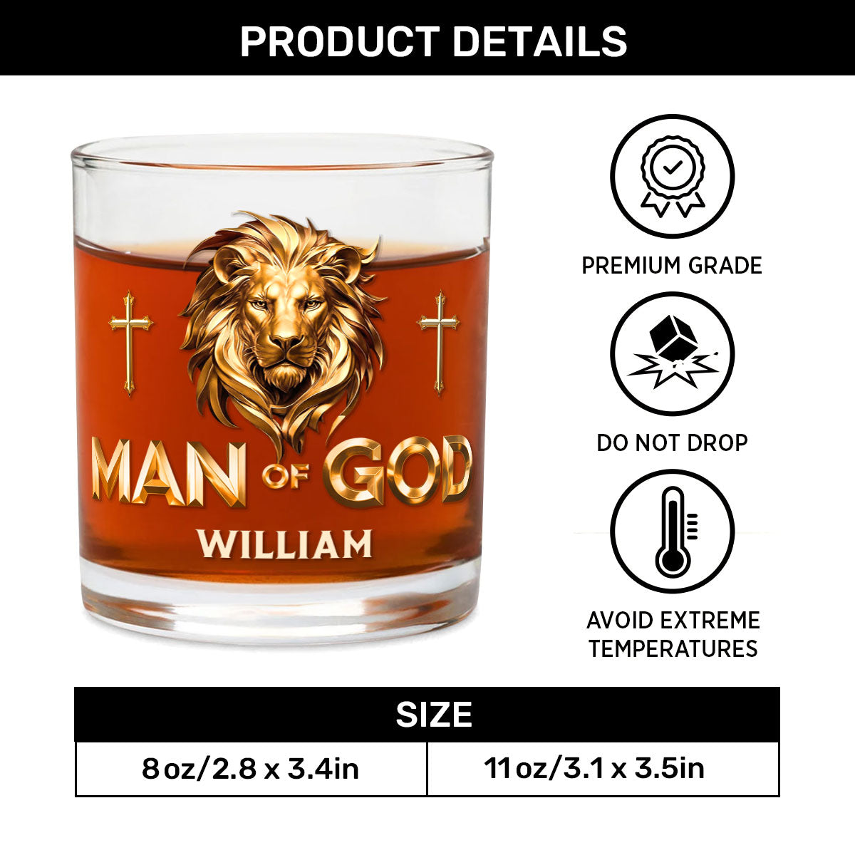 Man Of God | Personalized Round Whiskey Glass