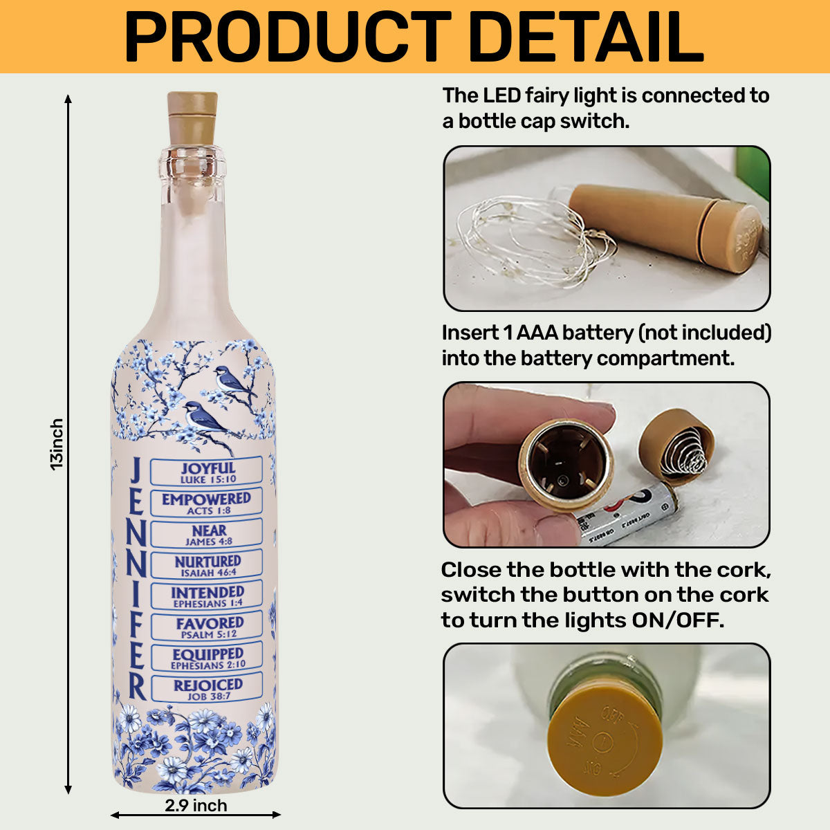 God Says I Am | Personalized Bottle Lamp