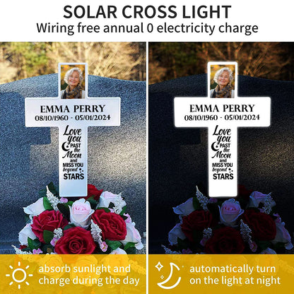 Jesuspirit Personalized Solar Powered Lighted White Cross | Memorial Quotes For Christian SPLWCH01-09