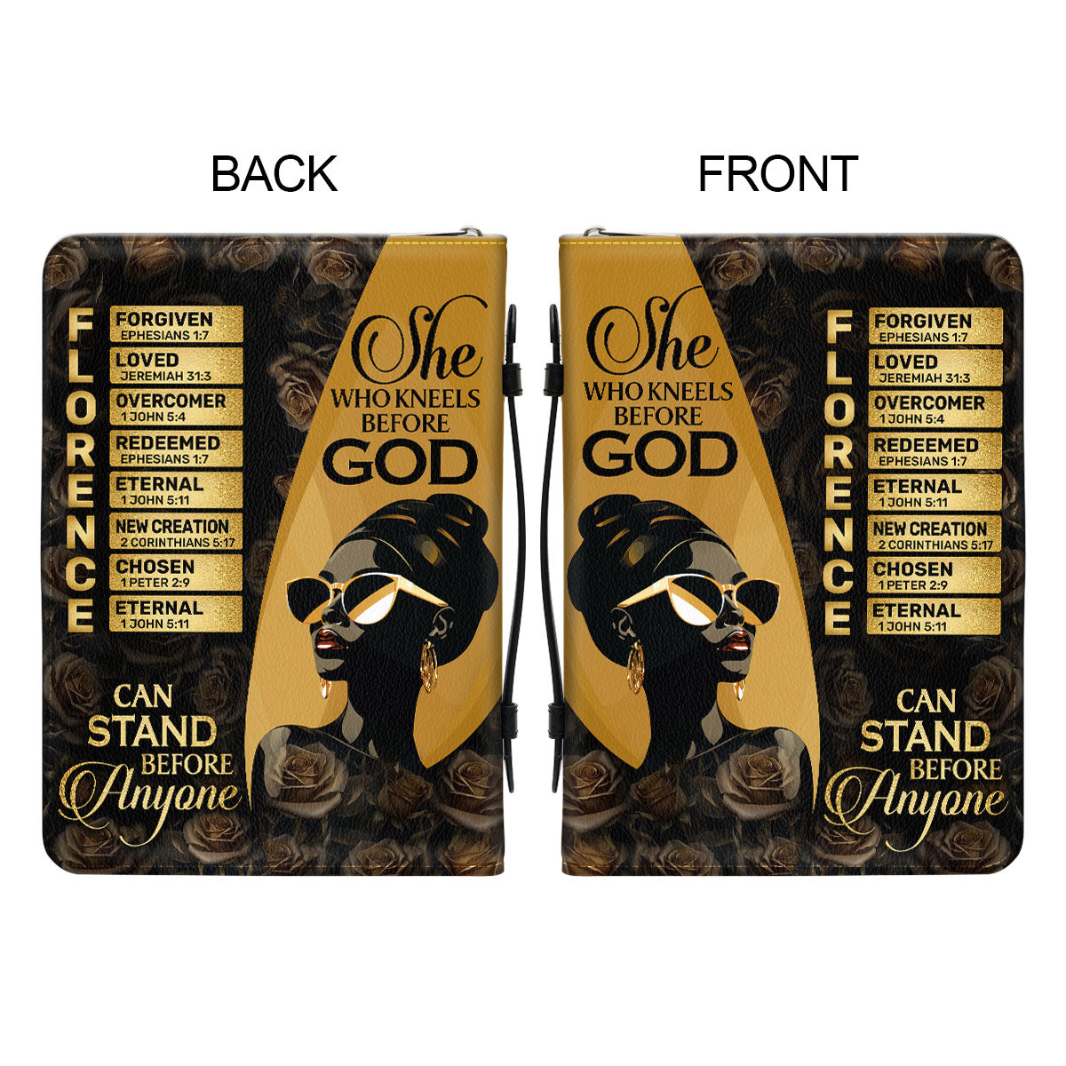 She Who Kneels Before God Can Stand Before Anyone | Personalized Bible Cover