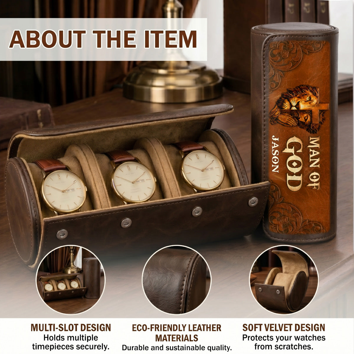 Man Of God | Personalized Leather Watch Case