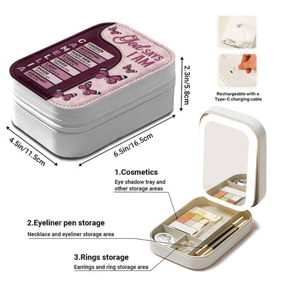 God Says I Am | Personalized Custom Jewelry Box With LED Mirror