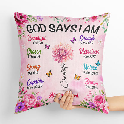 God Says I Am | Personalized Crystal Velvet Pillow