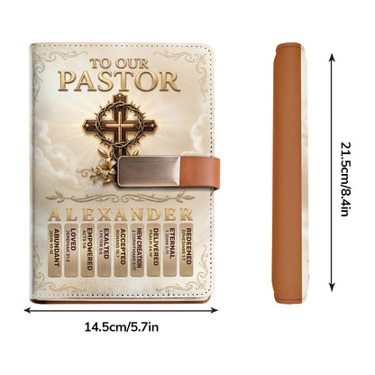 To Our Pastor For Having The Heart Of A Servant Leader | Personalized Leather Notebook & Pen Set