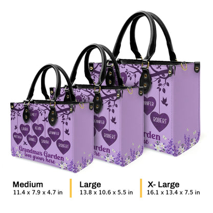 Grandma's Garden Love Grows Here | Personalized Leather Handbag