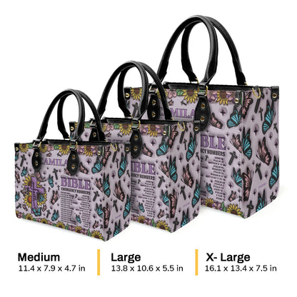 Bible Emergency Numbers | Personalized Leather Handbag JSLHBHA14