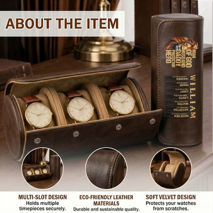Man Of God Husband Daddy Protector Hero | Personalized Leather Watch Case