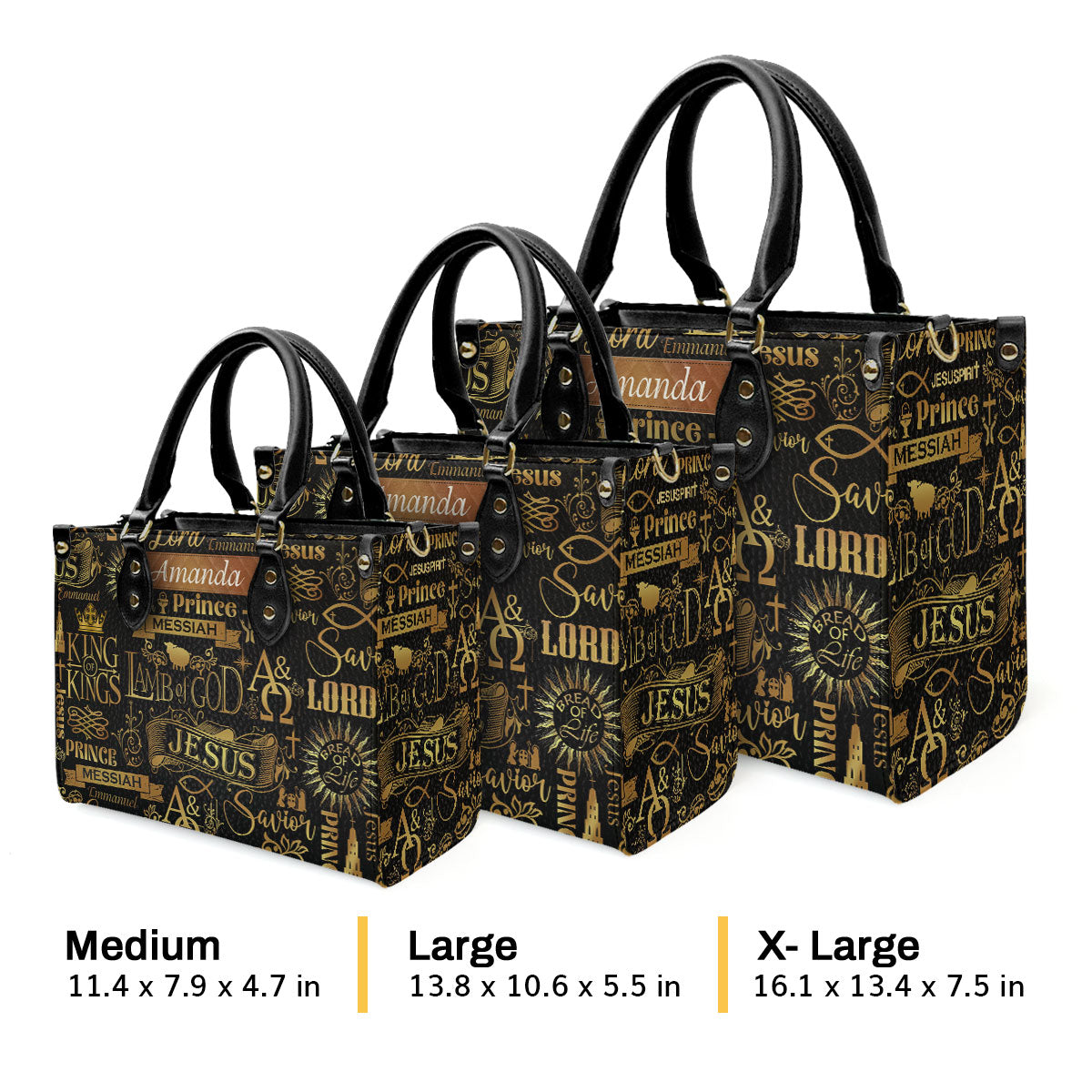 Jesuspirit | Personalized Leather Handbag With Zipper | Lamb Of God LHBM731
