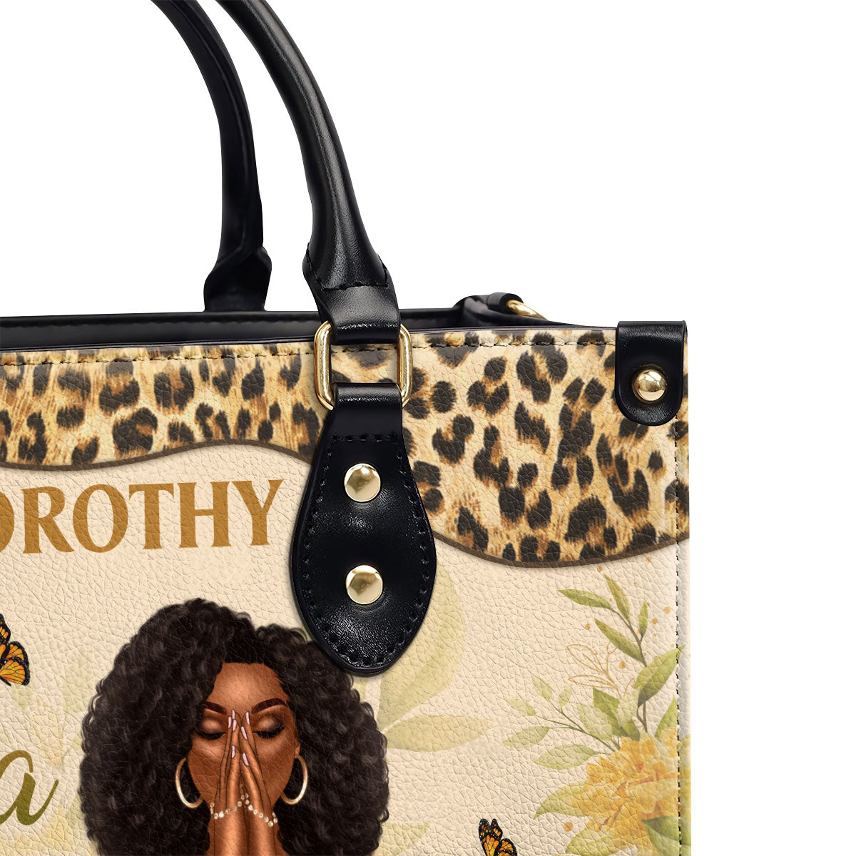 Aquella Que Se Arrodilla Ante Dios Puede Enfrentarse A Cualquiera | Personalized Leather Handbag With Zipper LHBN20