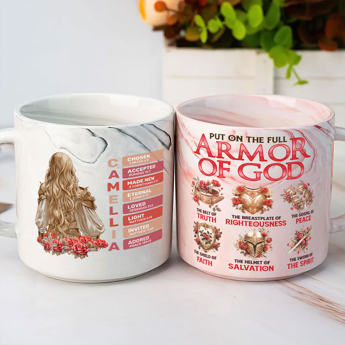Put On The Full Armor Of God | Personalized Marble Mug