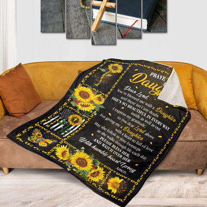 Sunflower Fleece Blanket For Daughter - Meaningful Gift From Parents HGA11