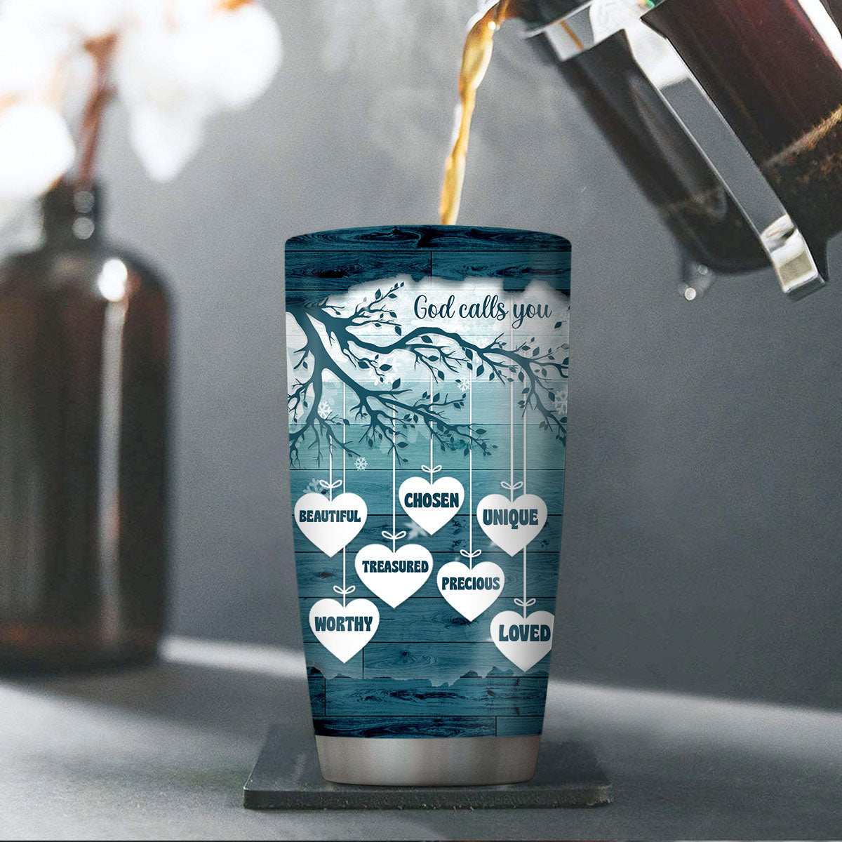Special Personalized Stainless Steel Tumbler 20oz - God Calls You Precious NUHN186