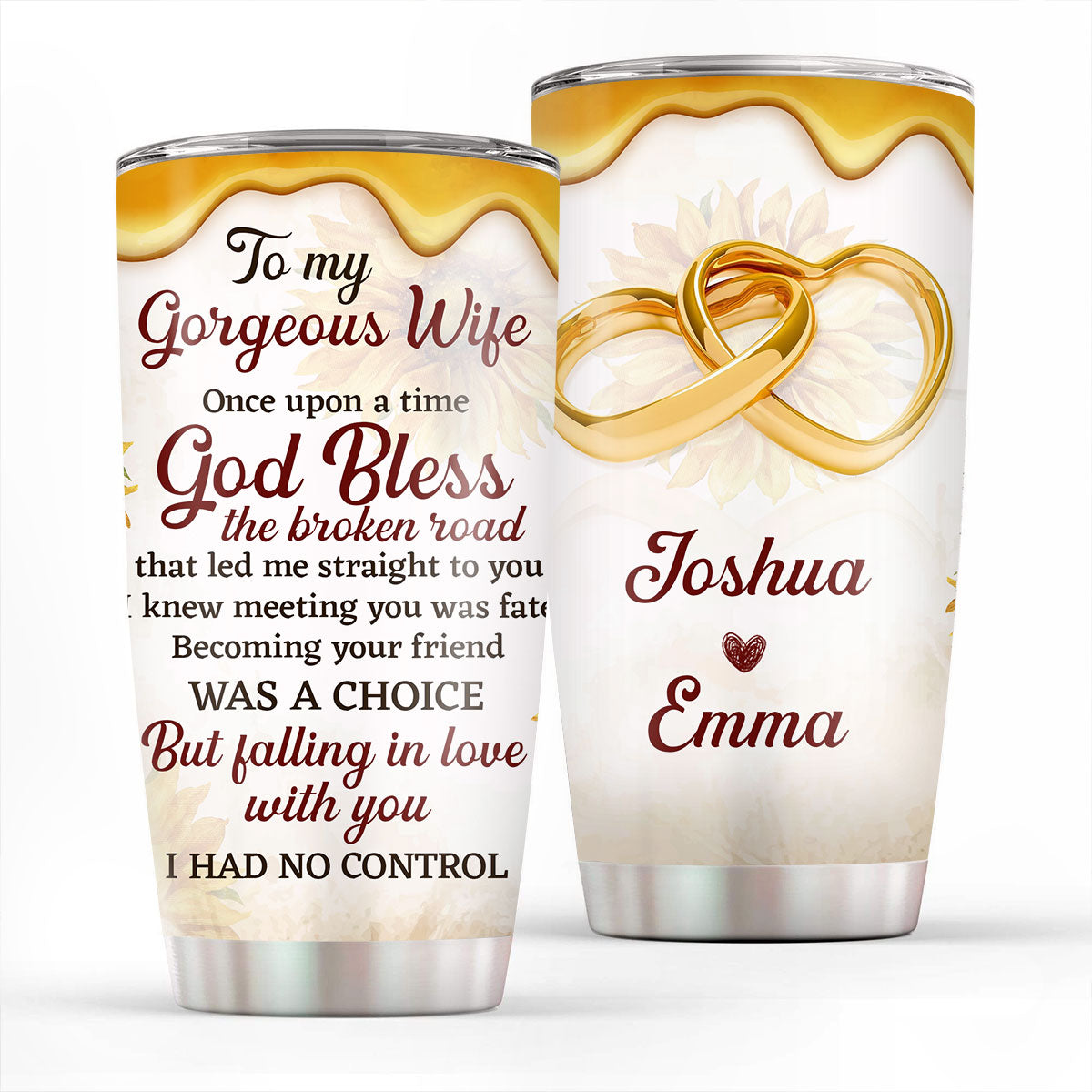 Personalized Stainless Steel Tumbler 20oz For Gorgeous Wife - Gift From Husband AHN244A