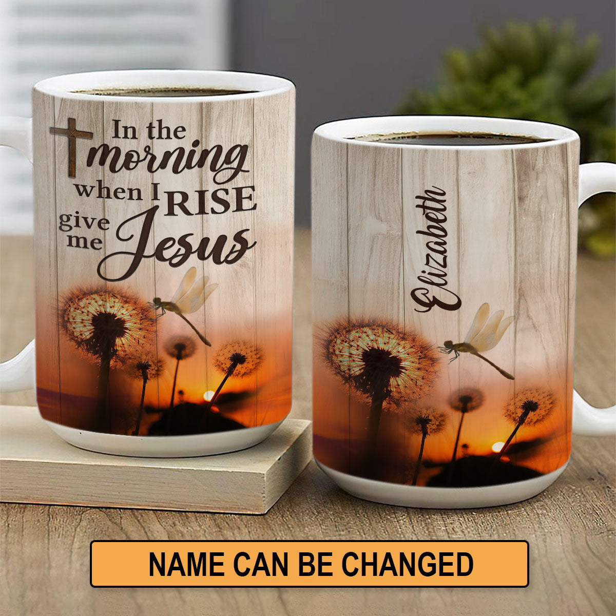 Beautiful Personalized Dandelion White Ceramic Mug - Give Me Jesus NUA161