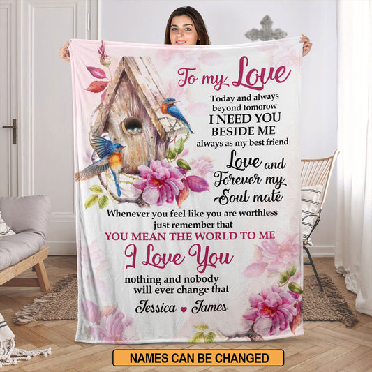 Jesuspirit | Personalized Fleece Blanket For Christian Couple | You Meant The World To Me | Meaningful Anniversary Gifts FBH818