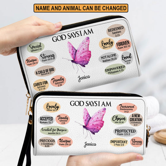 Jesuspirit | Personalized Animal Leather Clutch Purse | Christian Inspirational Gifts For Women Of God | What God Says About You CPH740