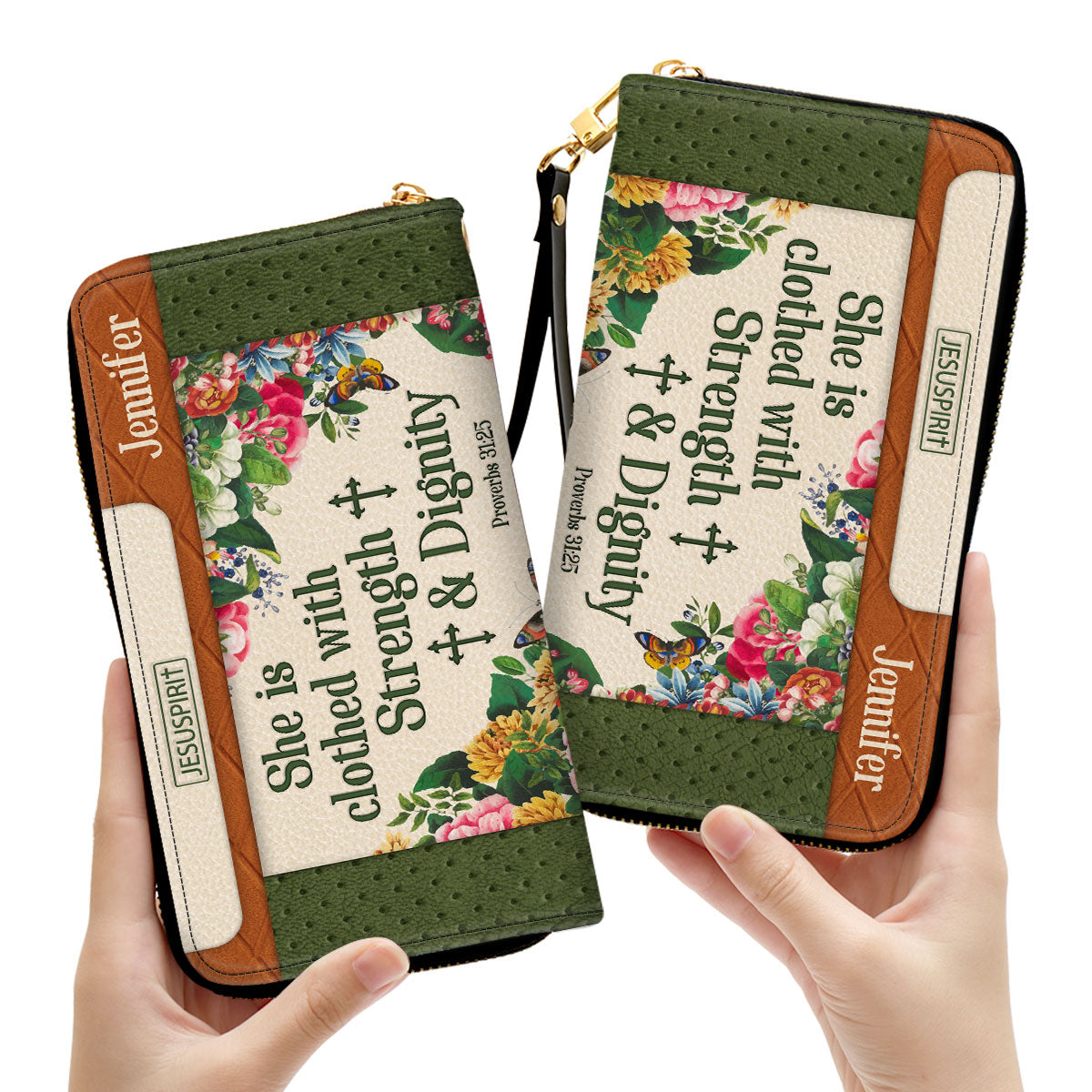She Is Clothed With Strength And Dignity - Adorable Personalized Christian Clutch Purse NUHN307