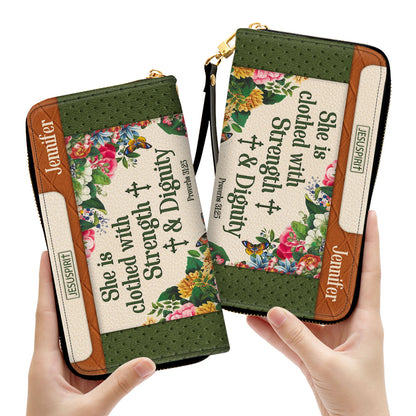 She Is Clothed With Strength And Dignity - Adorable Personalized Christian Clutch Purse NUHN307