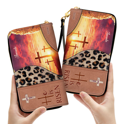 He Is Risen - Beautiful Personalized Cross Clutch Purse NUM295
