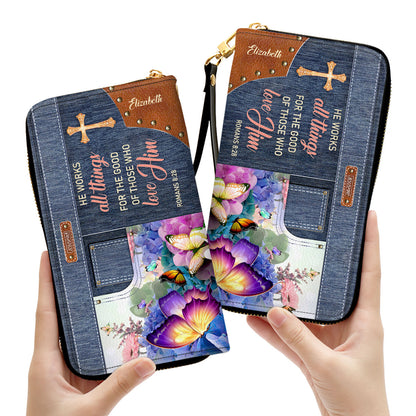 Must - Have Personalized Clutch Purse - He Works All Things For The Good Of Those Who Love Him NUM315
