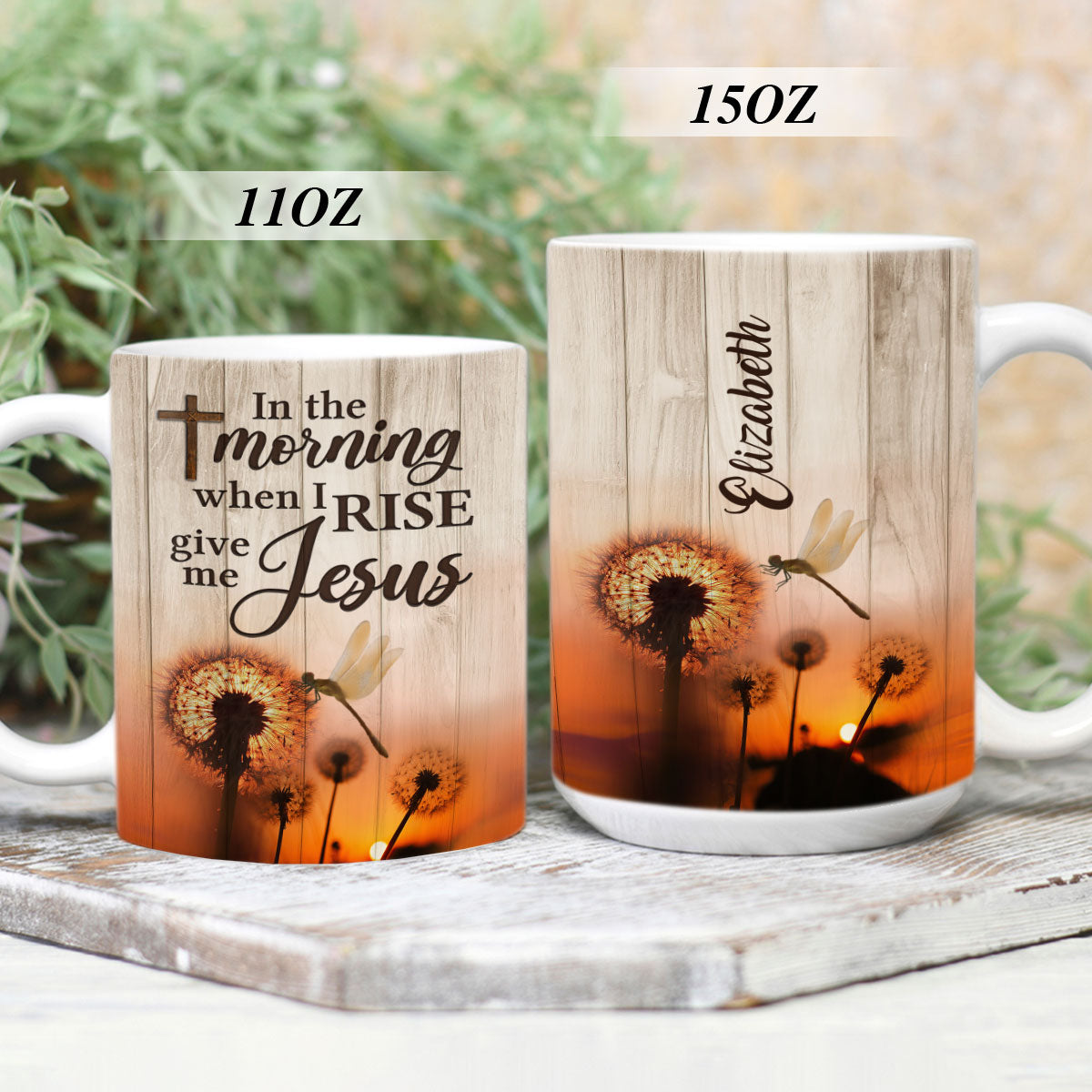 Beautiful Personalized Dandelion White Ceramic Mug - Give Me Jesus NUA161