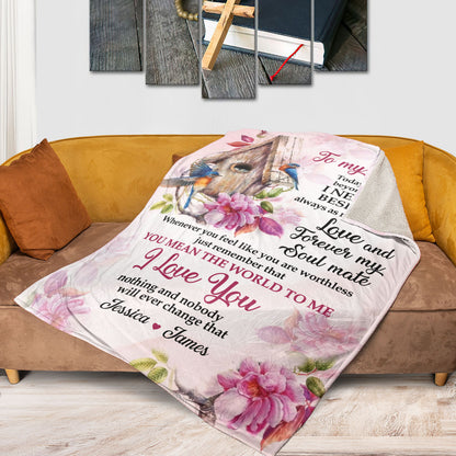 Jesuspirit | Personalized Fleece Blanket For Christian Couple | You Meant The World To Me | Meaningful Anniversary Gifts FBH818
