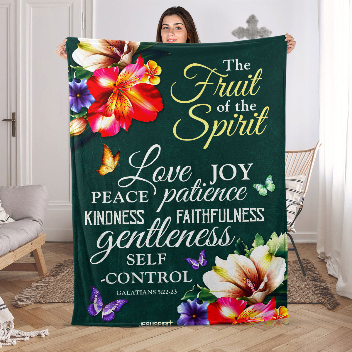 Jesuspirit | Galatians 5:22-23 | The Fruit Of The Spirit | Scripture Gifts For Christ Family | Fleece Blanket FBHN648