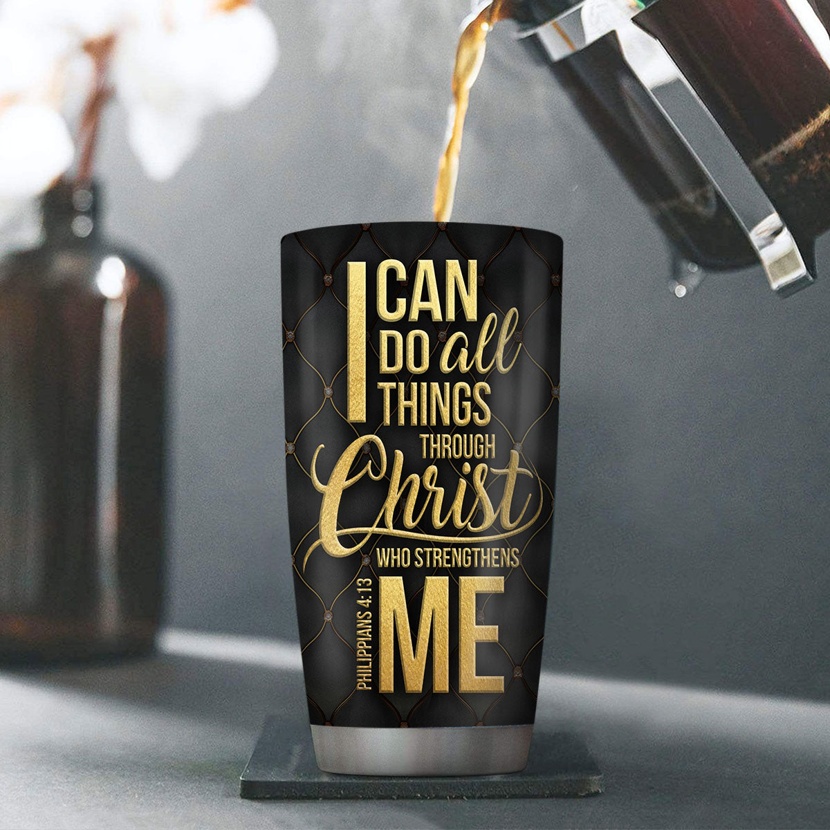 Jesuspirit | Personalized Cross Stainless Steel Tumbler 20oz | I Can Do All Things Through Christ | Philippians 4:13 | Unique Scripture Gifts For Christians SSTH783