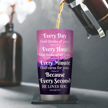 Jesuspirit | Personalized Cross Stainless Steel Tumbler 20oz | Everyday God Thinks Of You | Ideal Gift For Christians SSTHN604