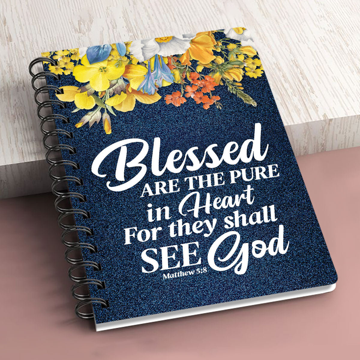Jesuspirit | Matthew 5:8 | Religious Gift For Christian People | Blessed Are The Pure In Heart | Personalized Spiral Journal SJHN677