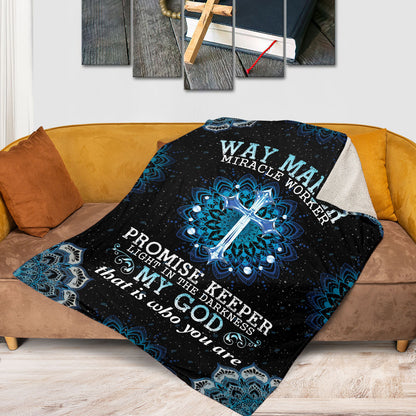 Jesuspirit | Gorgeous Fleece Blanket | Way Maker And Miracle Worker | Cross And Flower FBM638