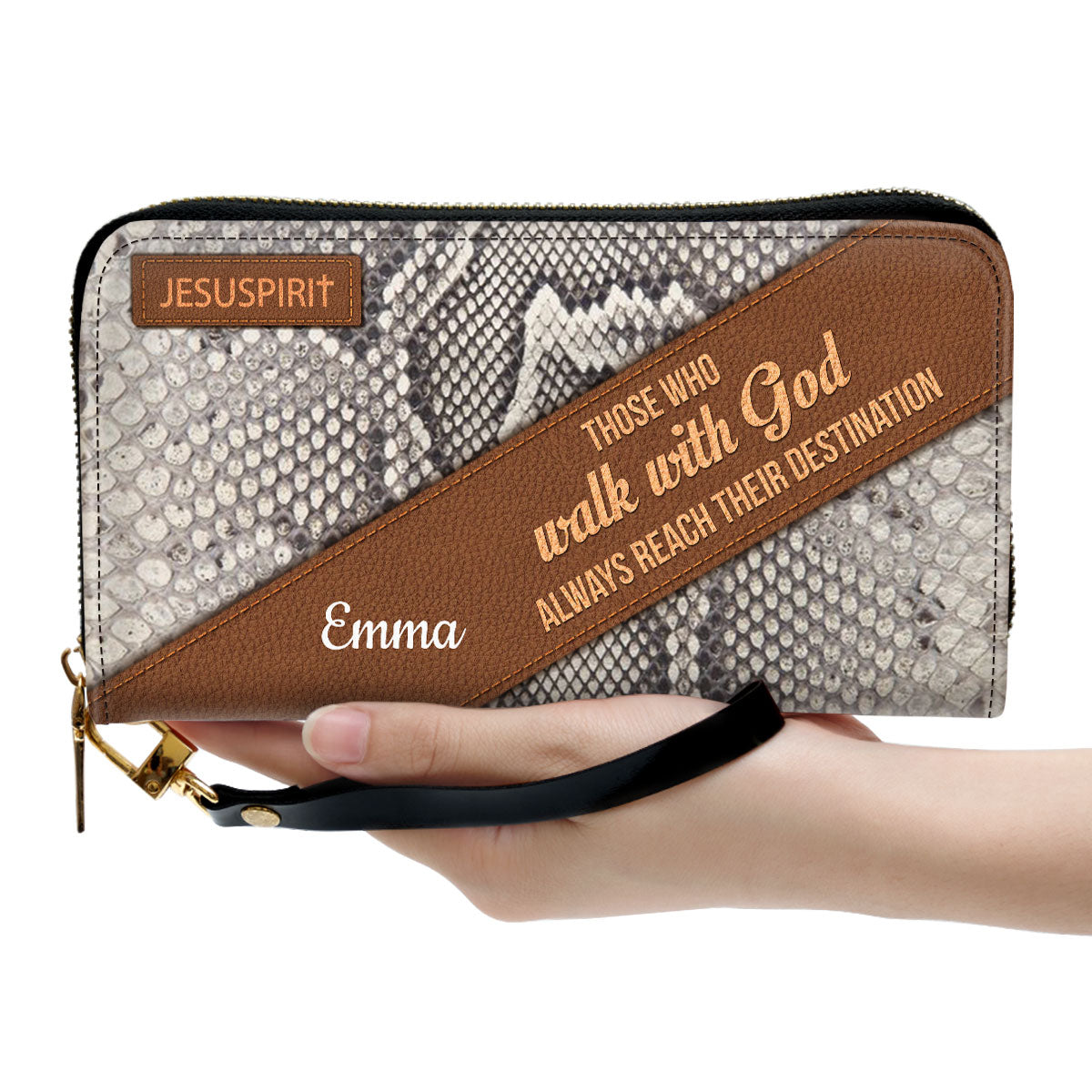 Unique Personalized Christian Clutch Purse - Those Who Walk With God Always Reach Their Destination CP30
