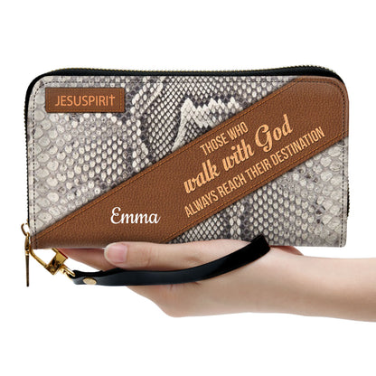 Unique Personalized Christian Clutch Purse - Those Who Walk With God Always Reach Their Destination CP30