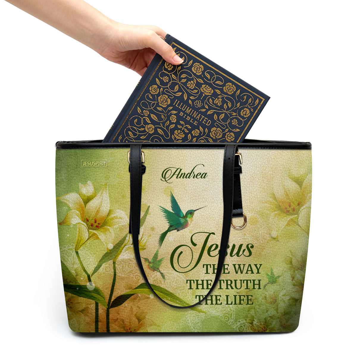 Awesome Personalized Large Leather Tote Bag - Jesus The Way The Truth The Life H06